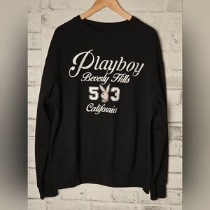 Playboy Beverly Hills Embroidered Black Crewneck Sweater XL Streetwear